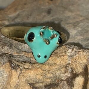 5/$10❤️❤️❤️NEW Enamel Turquoise Frog Prince Ring